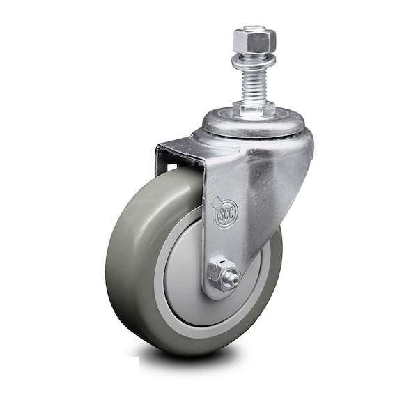 4 Inch Gray Polyurethane Wheel Swivel 1/2 Inch Threaded Stem Caster SCC